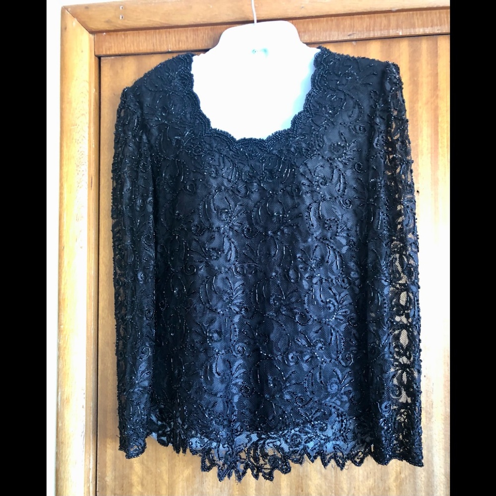 Beautiful black jet beaded top